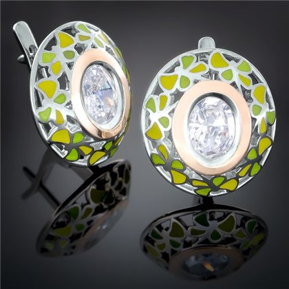 Сережки 390 цирконій білий Rh Timofeev