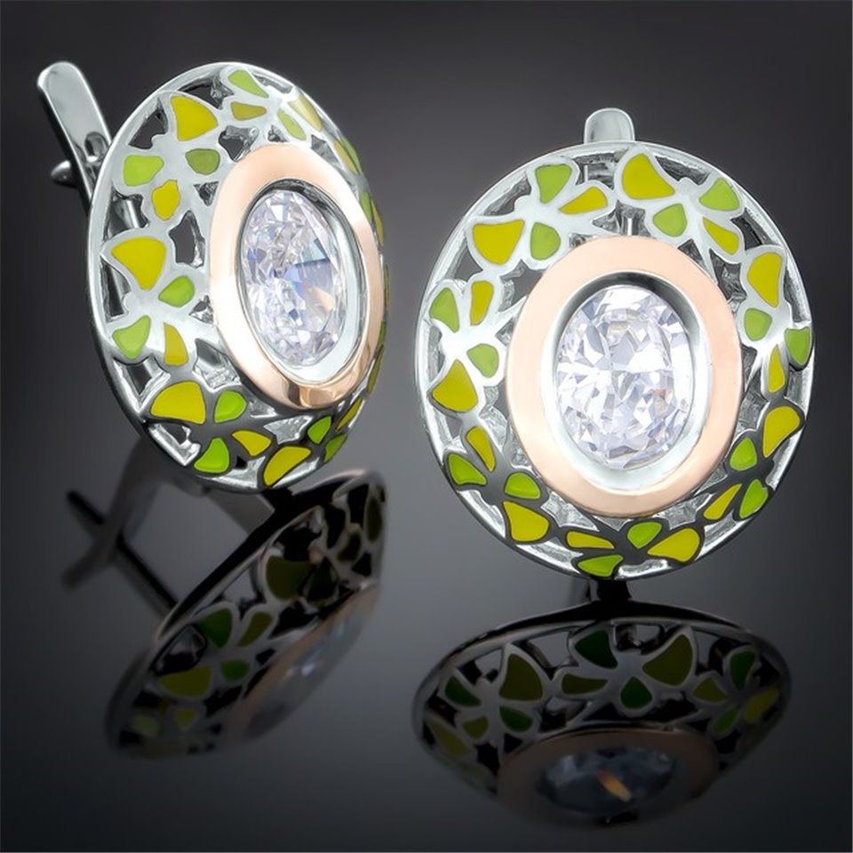 Сережки 390 цирконій білий Rh Timofeev