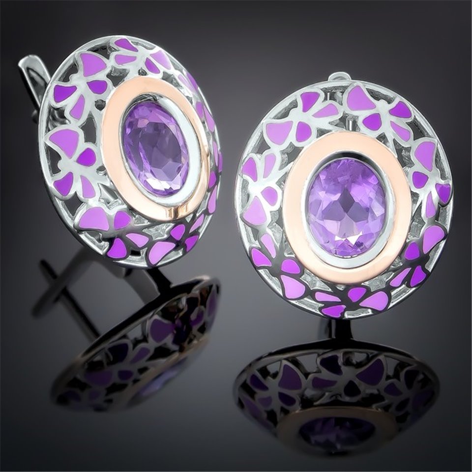 Сережки 390 аметист Rh Timofeev