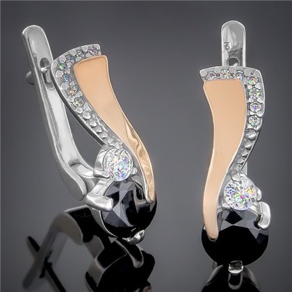 Сережки 389 цирконій чорний Rh Timofeev