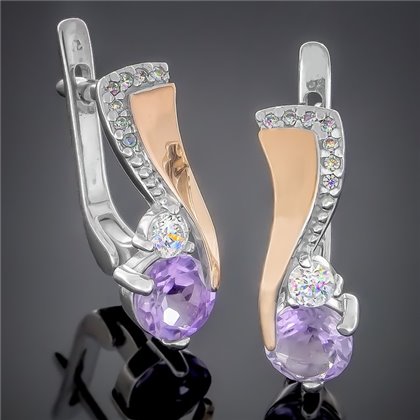 Сережки 389 аметист Rh Timofeev