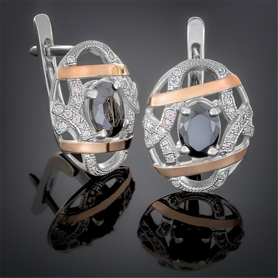 Сережки 388 цирконій чорний Rh Timofeev