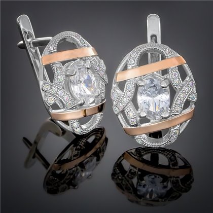 Сережки 388 цирконій білий Rh Timofeev