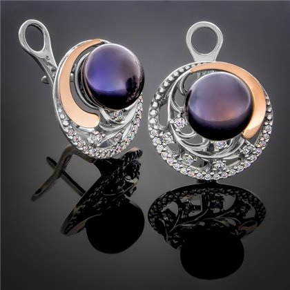 Сережки 386 перлина чорна Timofeev