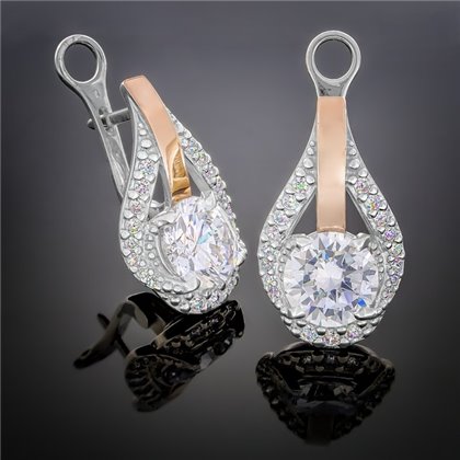 Сережки 385 цирконій білий Rh Timofeev