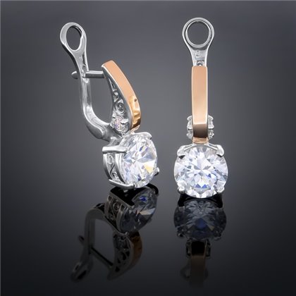 Сережки 384 цирконій білий Rh Timofeev