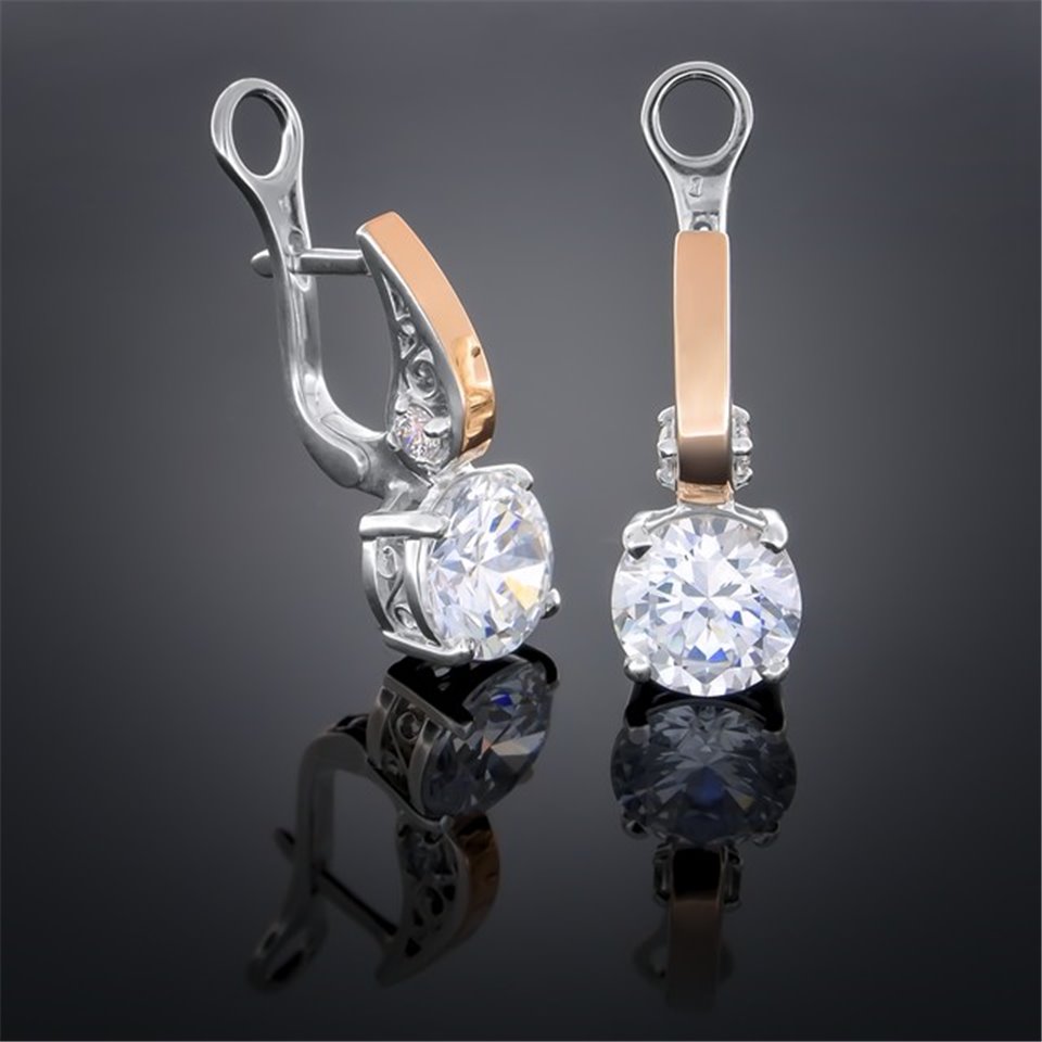 Сережки 384 цирконій білий Rh Timofeev