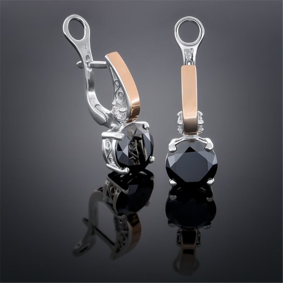 Сережки 384 цирконій чорний Rh Timofeev