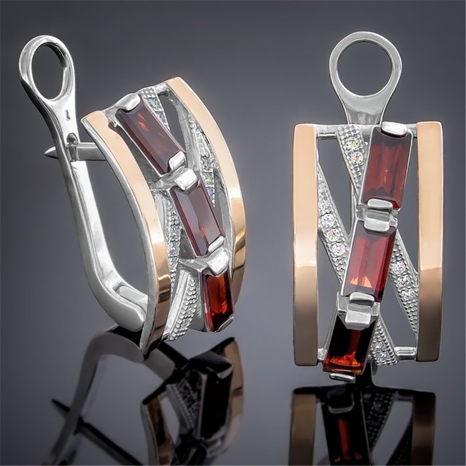 Сережки 383 гранат Rh Timofeev