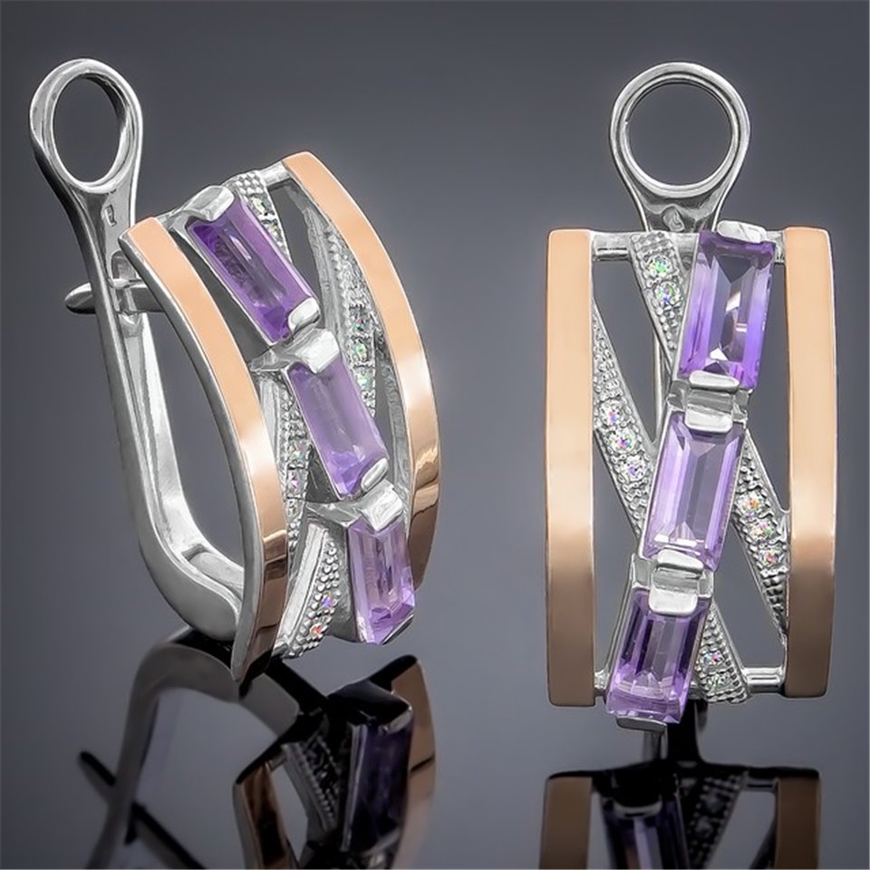 Сережки 383 аметист Rh Timofeev