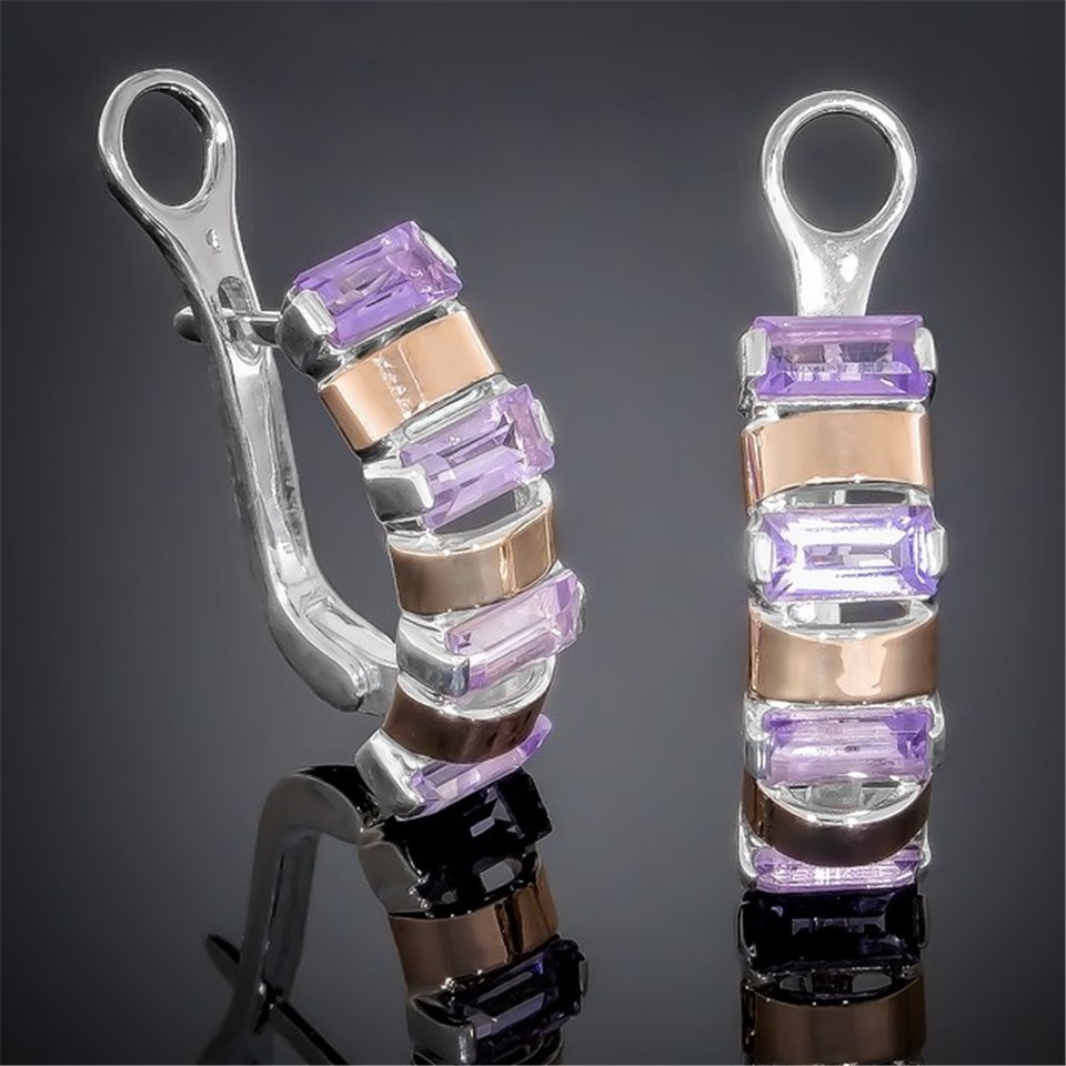 Сережки 382 аметист Rh Timofeev