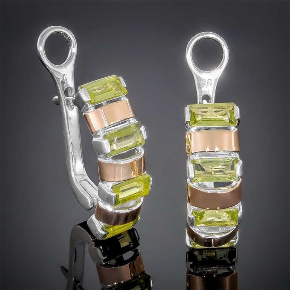 Сережки 382 хризоліт Rh Timofeev