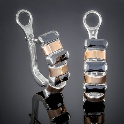 Сережки 382 цирконій чорний Rh Timofeev