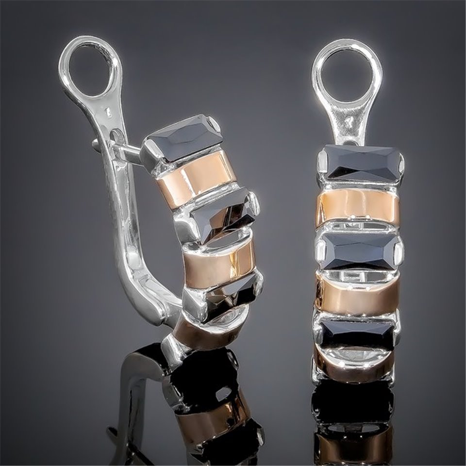 Сережки 382 цирконій чорний Rh Timofeev