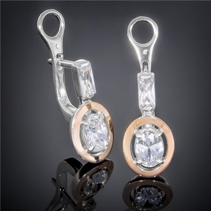 Сережки 381 цирконій білий/цирконій білий Rh Timofeev