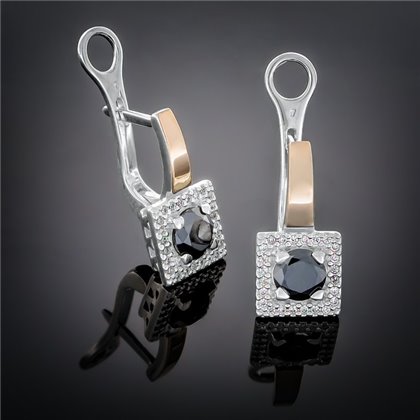 Сережки 380 цирконій чорний Rh Timofeev