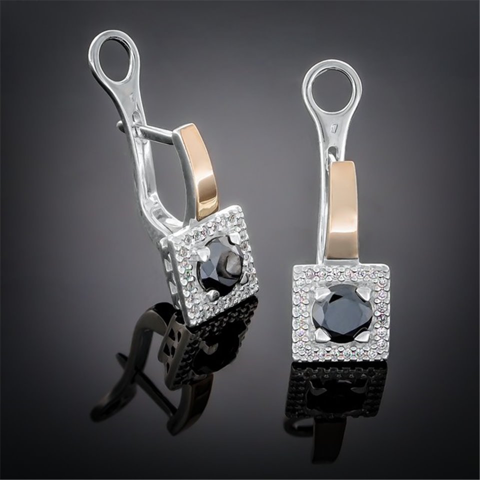 Сережки 380 цирконій чорний Rh Timofeev