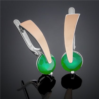 Сережки 149 агат зелений Rh Timofeev