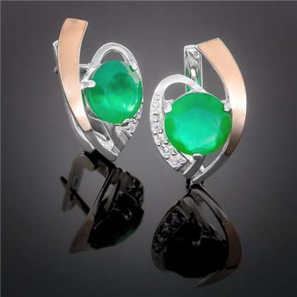 Сережки 179 агат зелений Rh Timofeev