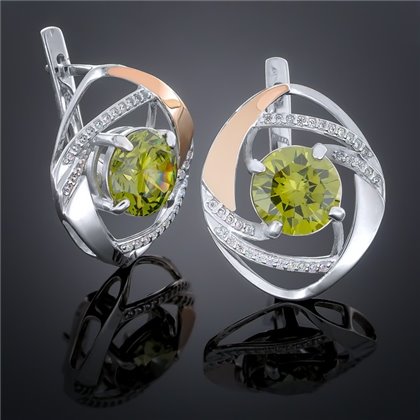 Сережки 194 цирконій олива Rh Timofeev