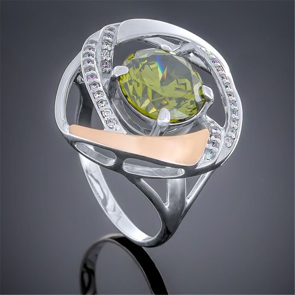 Перстень 194 цирконій олива Rh Timofeev