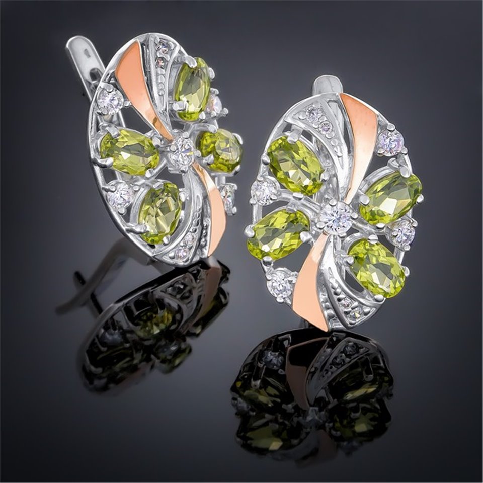 Сережки 249 хризоліт Rh Timofeev