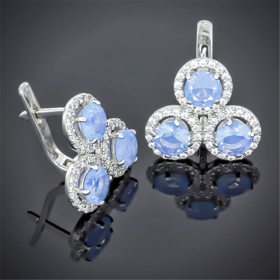 Сережки 565 альпініт молочно блакитний Rh Timofeev