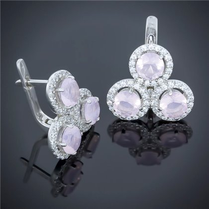 Сережки 565 кварц рожевий Rh Timofeev