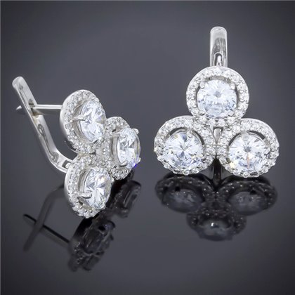 Сережки 565 цирконій білий Rh Timofeev