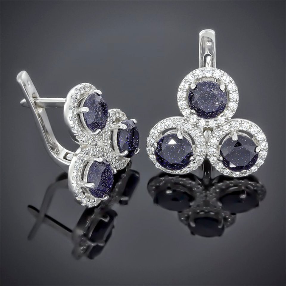 Сережки 565 авантюрин синій Rh Timofeev