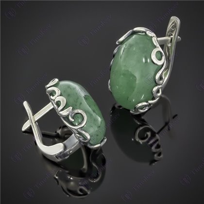 Сережки 592 авантюрин зелений Timofeev