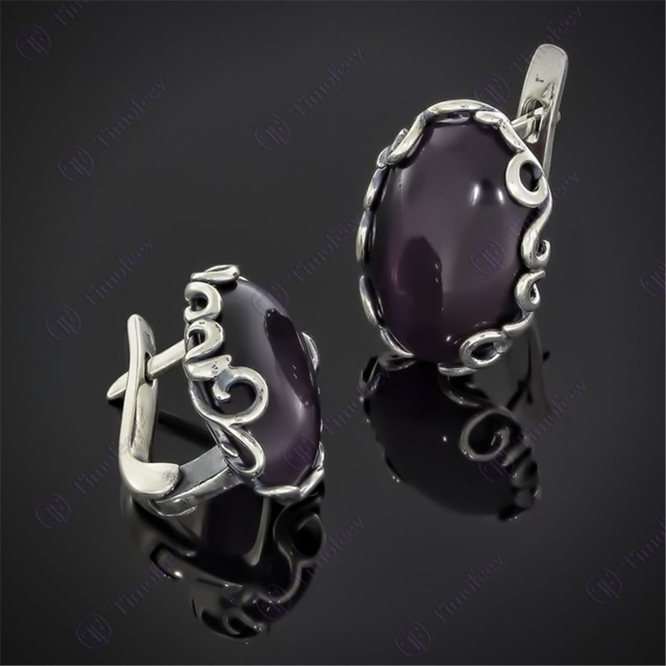 Сережки 592 улексит світлий Timofeev