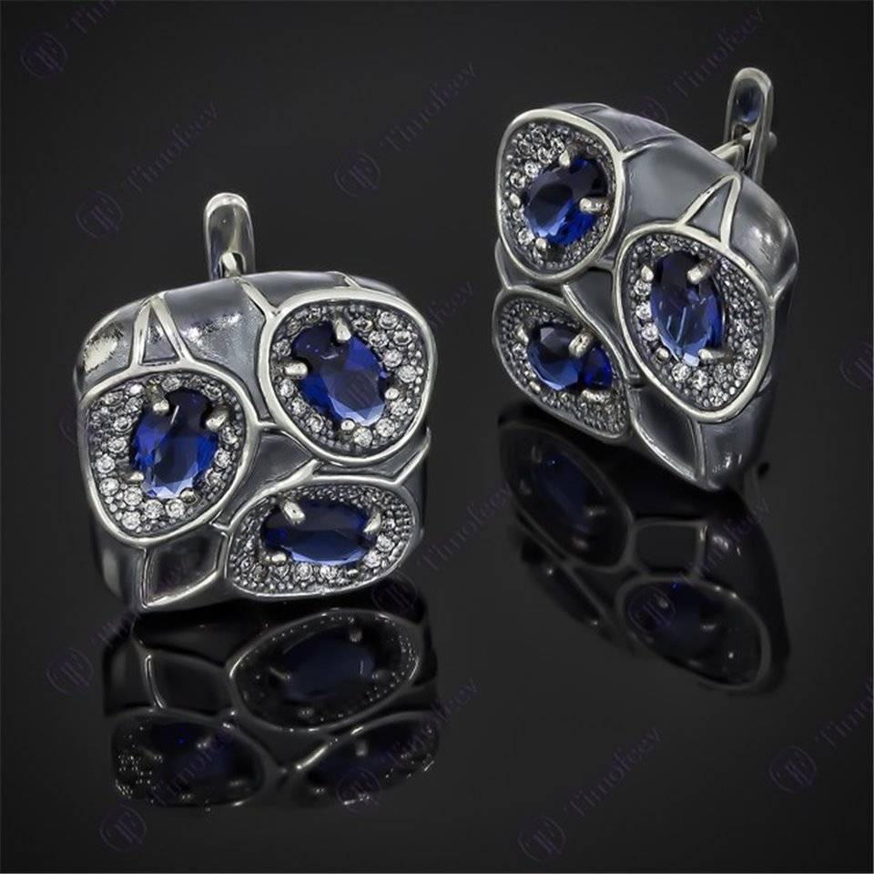 Сережки 597 альпініт синій Timofeev