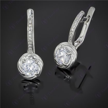 Сережки 598 цирконій білий Rh Timofeev