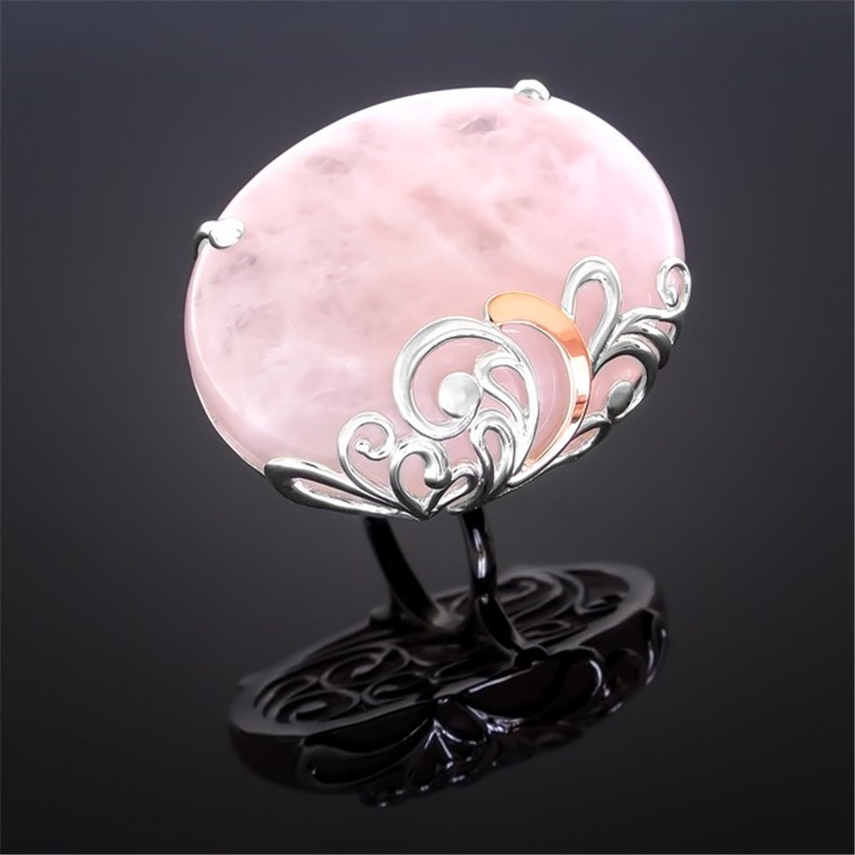 Перстень 321 кварц рожевий Rh Timofeev