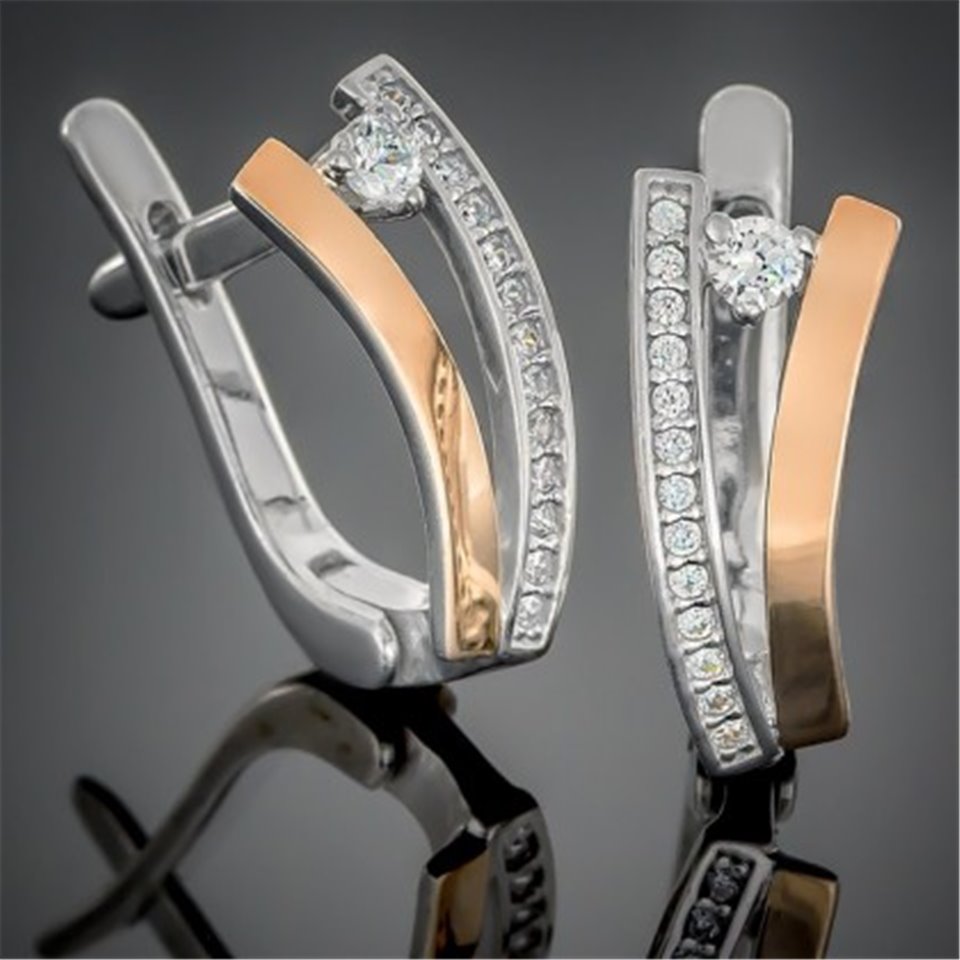 Сережки 485 цирконій білий Rh Timofeev