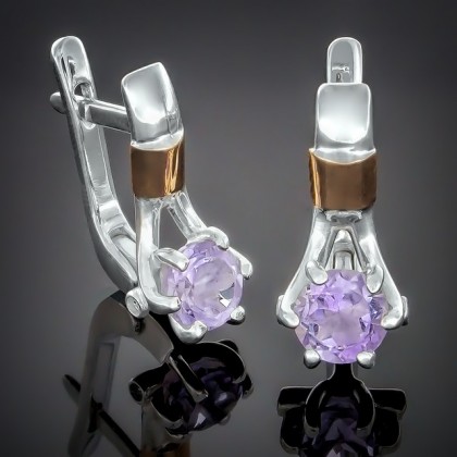 Сережки 398 аметист Rh Timofeev