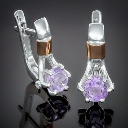 Сережки 398 аметист Rh Timofeev