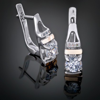 Сережки 411 цирконій білий Rh Timofeev