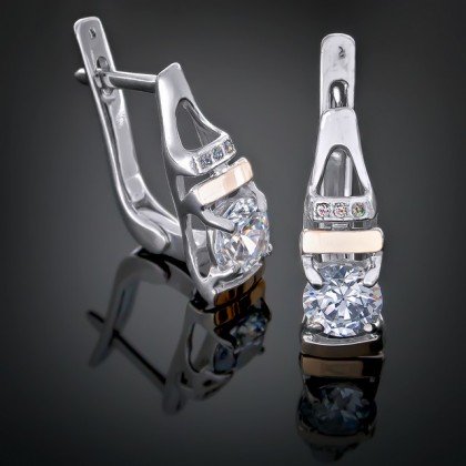 Сережки 411 цирконій білий Rh Timofeev