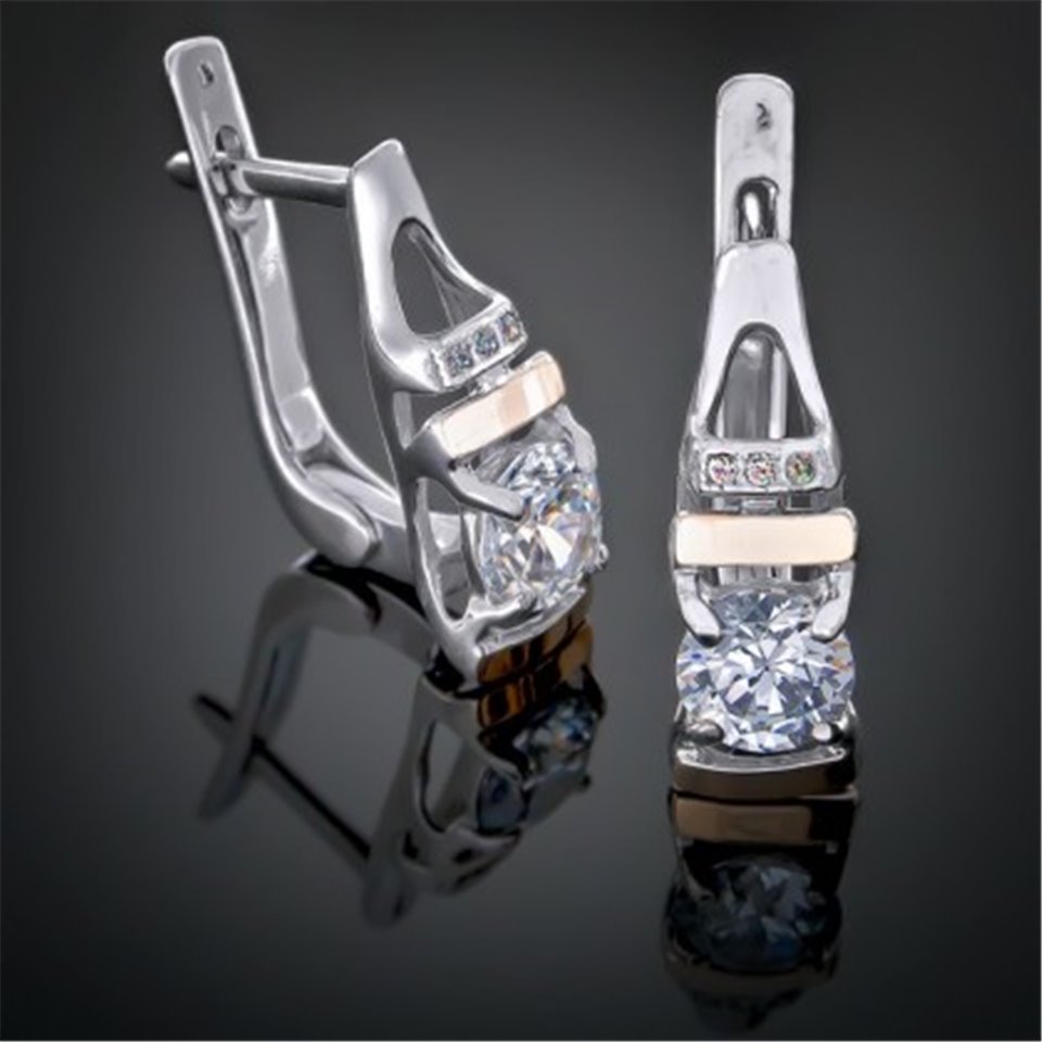 Сережки 411 цирконій білий Rh Timofeev