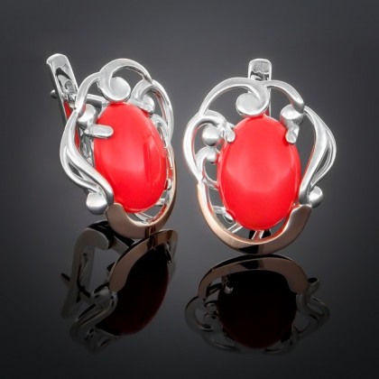 Сережки 306 корал Rh Timofeev