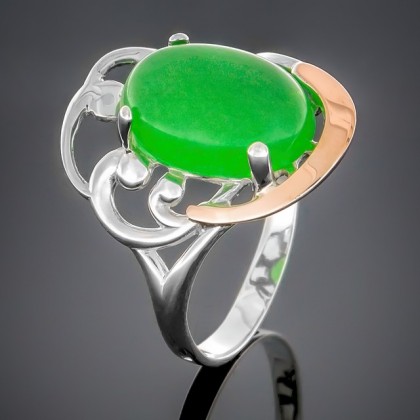 Перстень 306 агат зелений Rh Timofeev