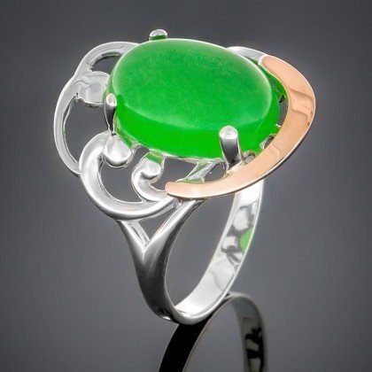 Перстень 306 агат зелений Rh Timofeev