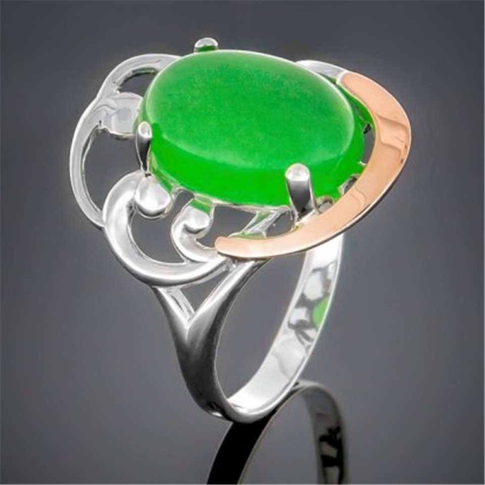 Перстень 306 агат зелений Rh Timofeev
