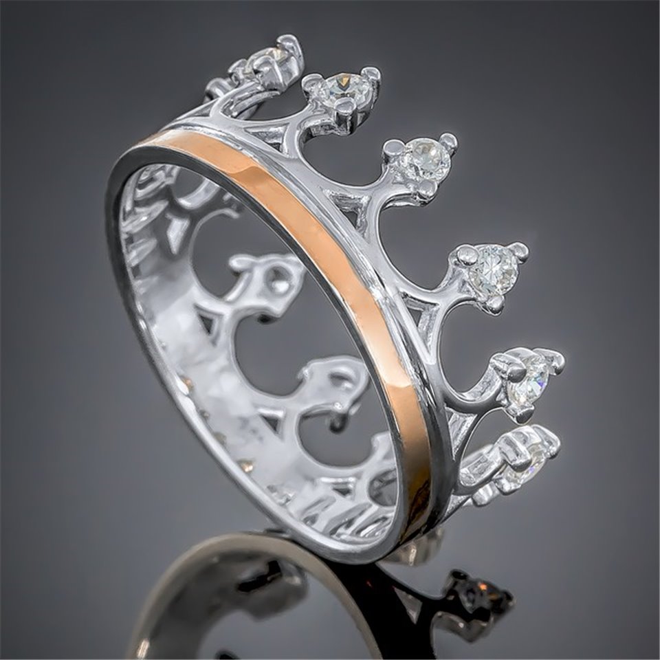 Перстень 437 цирконій білий Rh Timofeev