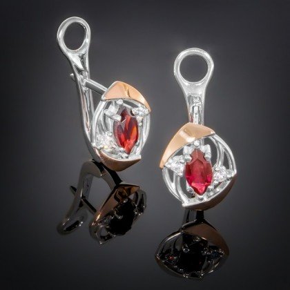 Сережки 375 гранат Rh Timofeev