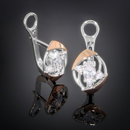 Сережки 375 цирконій білий Rh Timofeev