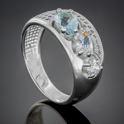 Перстень 426 топаз/цирконій білий Rh Timofeev