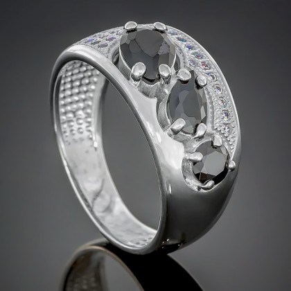 Перстень 426 цирконій ч/цирконій б Rh Timofeev